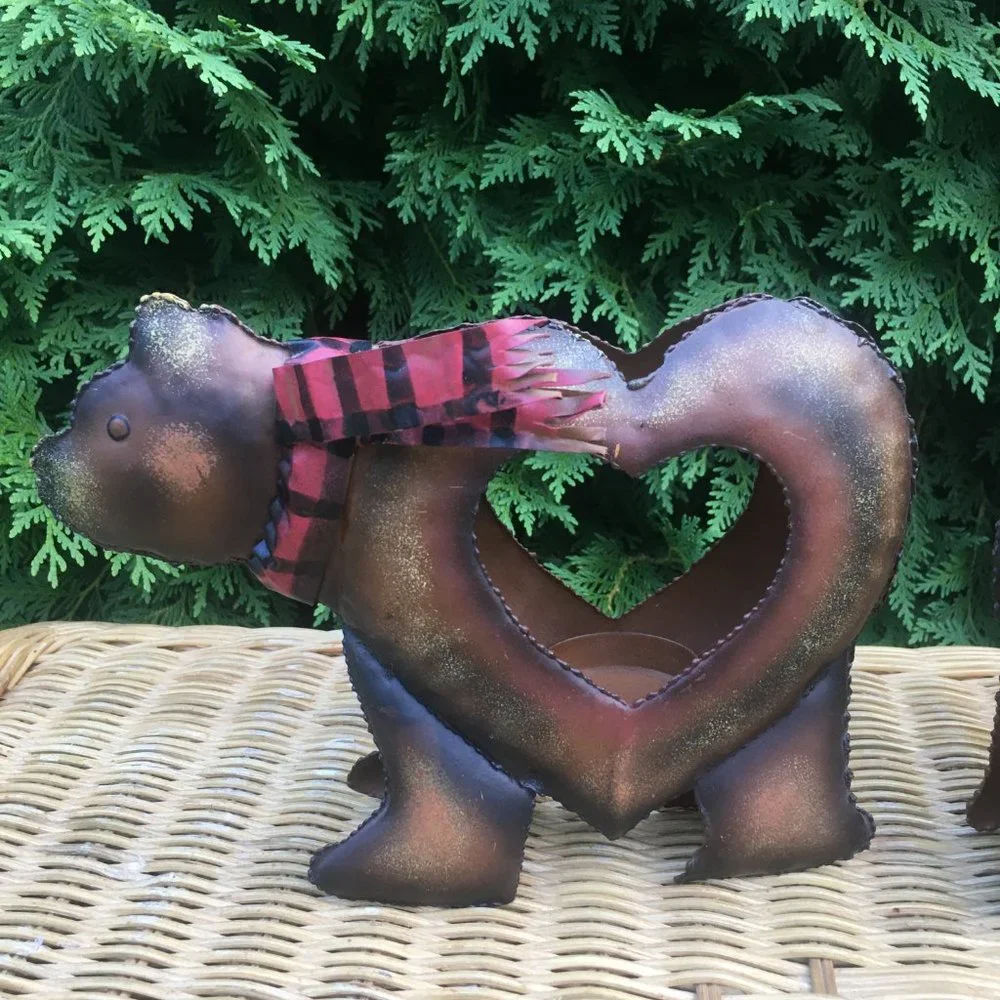 Cute Metal Bear Candle Holders, set of 2
